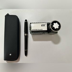 Montblanc platinum Coated Fountain Pen, with Meisterstuck 1 pen case and ink Set